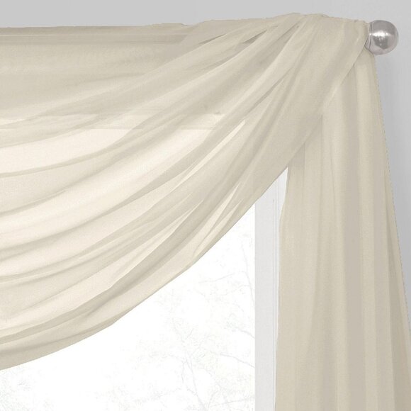 NEW Regal Home Voile Solid Scarf Valance 1671b147d710e2 Linen Brown 54" x 216" - Picture 2 of 5